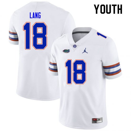 Youth Florida Gators #18 Dante Lang NCAA Nike White Authentic Stitched College Football Jersey VVK4362OR